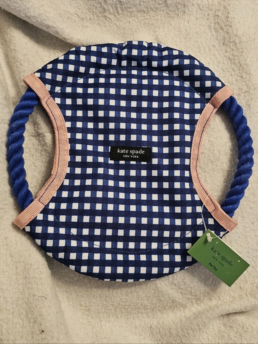 kate spade new york Blue Gingham Frisbee Dog Toy